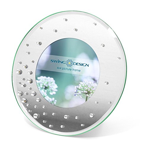 Swing Design Round Sparkle Picture Frame, 4 by 4-Inch