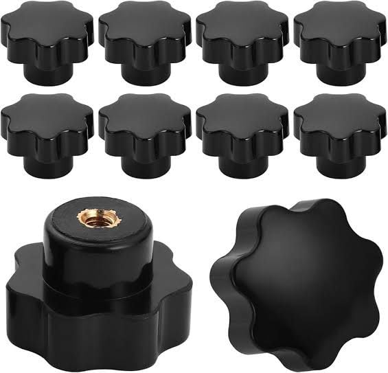 Star Knobs Black Thumb Screw Clamping Knobs Set of 10 | Brass Insert Thread, 7-Lobe Star Shape, Black Finish, Secure Grip, Machine Knobs-image-23