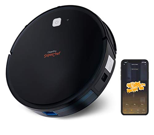 SuperChef Robot Aspirador SF425 CleanPro WiFi, App, Compatible con Alexa y Google Home, Aspira, Barre, Friega y Pasa la Mopa, Navegación Inteligente Gyroscópica