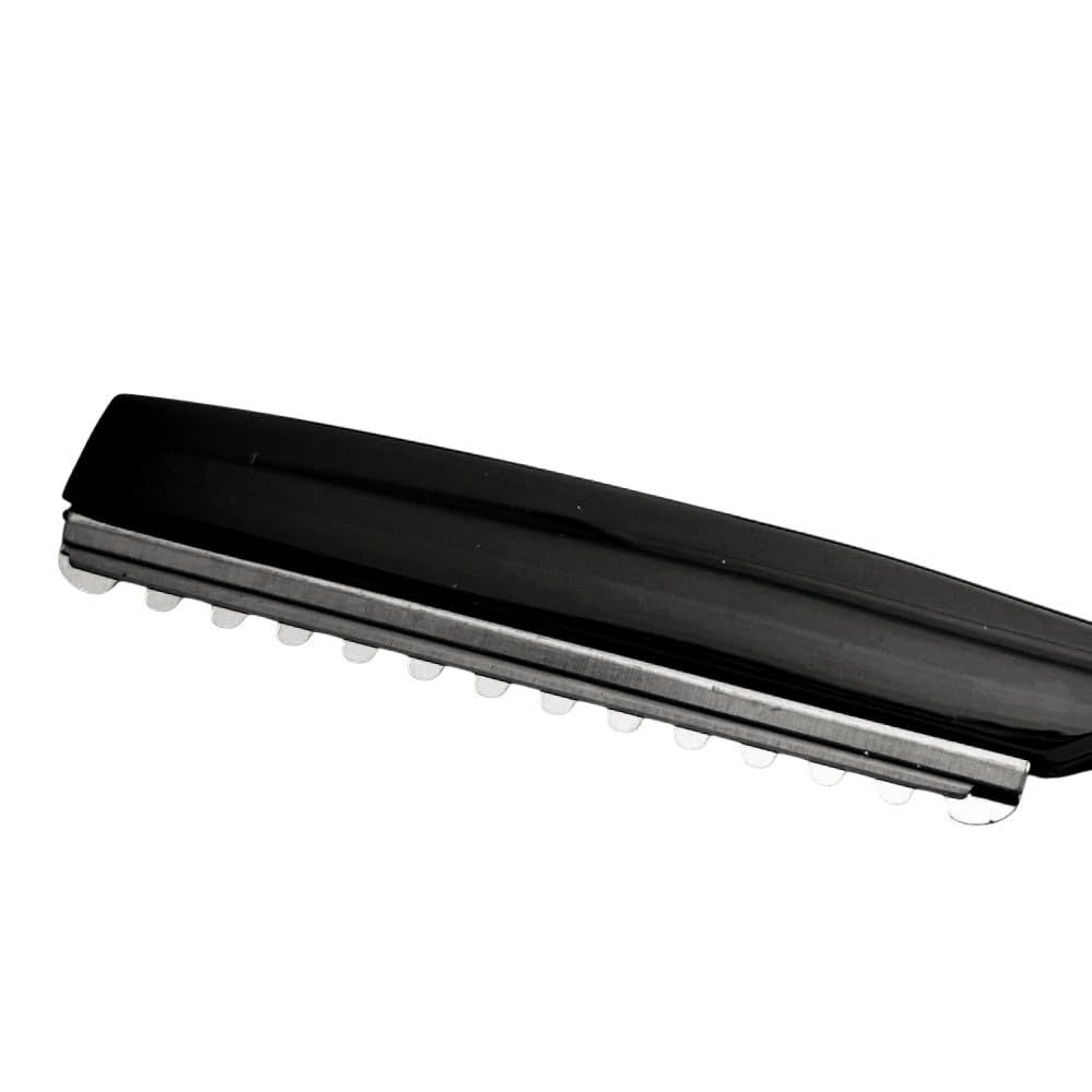 Rasoio Sfilzino FOCUS Professionale in Titanio Nero, Texturizzante per Parrucchieri e Barbieri, Design Ergonomico anche per taglio Extension