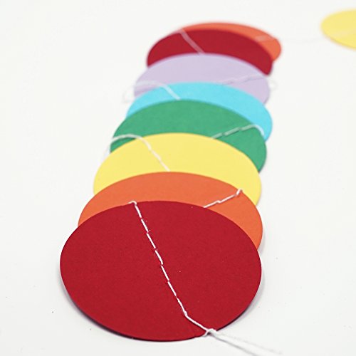 Chloe Elizabeth Circle Dots Paper Party Garland Streamer Backdrop (4-Pack, 10 Feet Per Garland, 40 Feet Total) - Circus Rainbow #TOP4