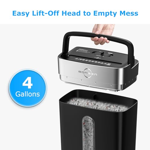 bonsen shredder for home office 4 gallons 8-sheet cross cut credit card shredder small paper shredder for home use high security level p-4 etl certification s3101