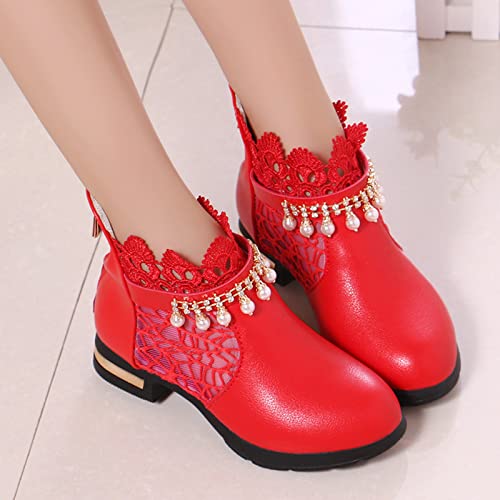 Ankle Boots for Girls Chunky Low Heel Short Short Booties Zip Back Slip On Dress Boot Shoes for Little Kid/Big Kid3