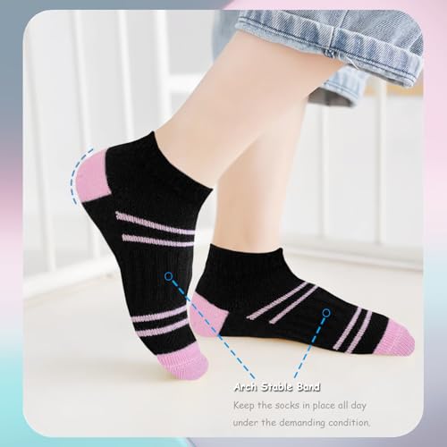 Bemeol 12 Pairs Girls Socks Kids Low Cut Ankle Athletic Socks Cotton Sports Sock4