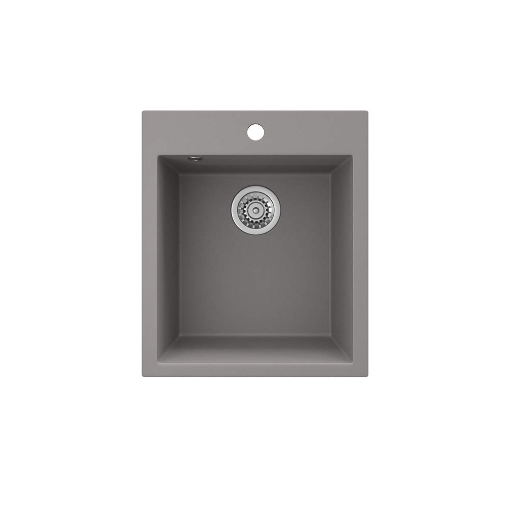Bergström Sink Venice, Concrete, 42.5 x 50 cm, with Waste Fitting and pre-drilled tap Platform