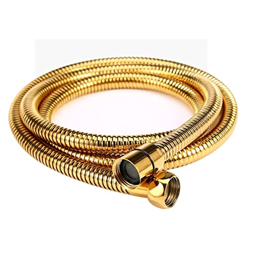 Oupukle Tubo doccia dorato per doccetta doccia, Tubo flessibile per doccia oro 1,5M in acciaio INOX, Anti-nick, regolabile, cromato