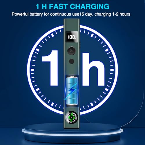 Laser Pointer with Green Light and Flashlight, Long Distance Laser Pointer for Presentations with Compass/Display Screen, USB-C Rechargeable Work Light for Outdoors, Emergency, Class 2, Less Than 5mW