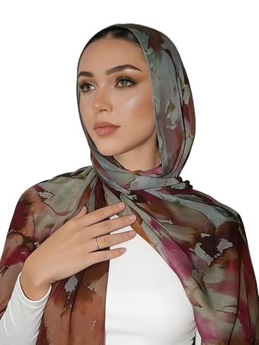 ANKOMINA Women's Watercolor Floral Hijab Scarf