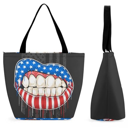 Sac shopping America Flag pour voyage et quotidien grand format