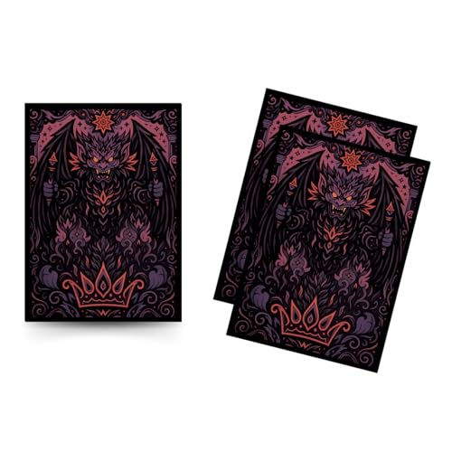 Trading Card Sleeves 100 Count Smooth Matte Art Back & Clear Front (66 x 92 mm) Fits Standard Cards MTG Sports & Collector Decks - Crimson Netherlord