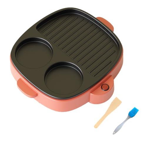 GNURBDILFO Sartén Eléctrica para Tortillas 3 en 1, Sartén para Barbacoa, Olla Eléctrica Multifunción Antiadherente, Olla Al Vapor para Freír Carne, Enchufe de la UE