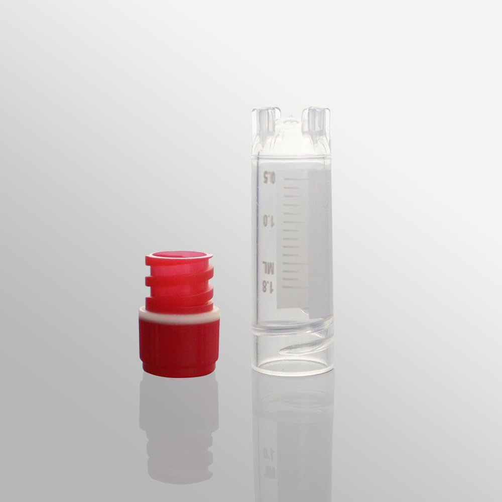 Kryotuben mit Schrauben, 1 ml, transparent mit rotem Deckel, für Kryokonservierung und Probenlagerung, 50 Stück pro Packung (CV-002-200-IN 2,0 ml