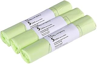 5L x 150 Tie Handle Compostable Kitchen Caddy Liners - Food Waste Bin Liners - EN 13432-5 litre Bags
