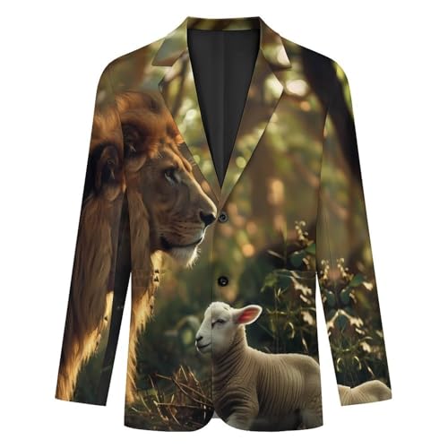 Kings Lion And Sheep Men's Suits Dress Business Formal Suit Print Jackets Coat For Wedding Party4