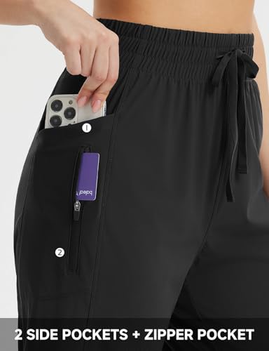 baleaf Women's Athletic Capri Pants Lightweight Quick Dry Stretch Zipper Pocket Travel Casual Outdoor UPF 50+4