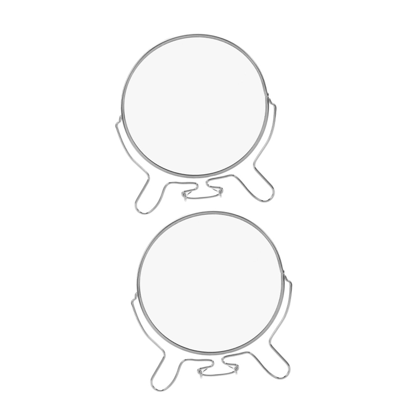 Miroir de maquillage rotatif 6 pouces recto verso en métal argenté