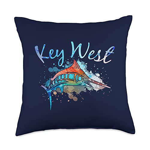 Key West Florida Marlin Swordfish Sport Fishing Fisherman Throw Pillow
