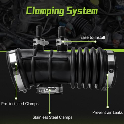 Image of 16578-4S100 Air Intake Hose Tube With Clamps for Nissan 1999-2004 Frontier 3.3L,2000-2004 Xterra V6 3.3L