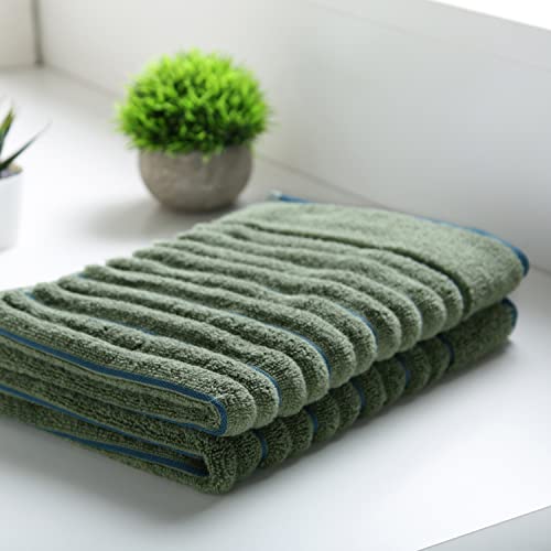 Image of Spaces Hand Towels | 100% Cotton | Spa & Gym Towel | Highly Absorbent & Super Soft | 2 Piece Set | Premium Hand Towel | 40 x 60 cm | Dark Green