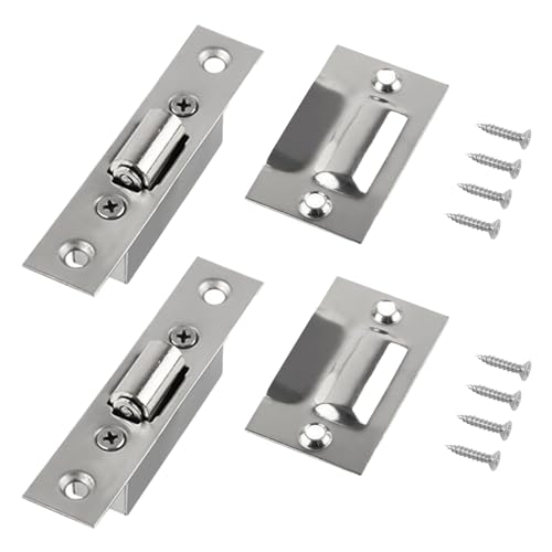 2 Stück Edelstahl Kugelschnäpper, Verdeckte Türschnapper Haustür Verstellbarer Frühling Rollen Schnäpper 20mm mit Schrauben für Türen von Küchen Schlafzimmern Badezimmern