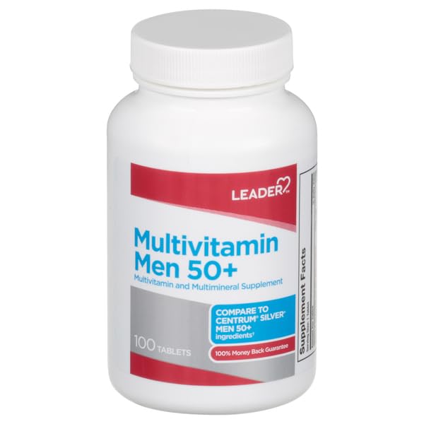 Leader Men's 50+ Multivitamin Tablets 100 Ct. Comprehensive Support for Mature Men
