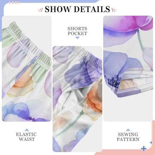 J JOYSAY Watercolor Anemone Blossom White Pajamas Pants Soft Long Pajama Bottoms Lounge Sleep Pants Size S-XL4