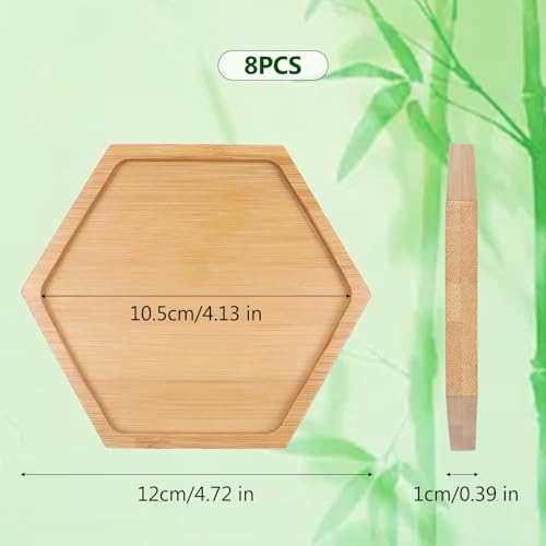RAFIYU 8 Stück Bambus Untersetzer, Leere Bodenschalen für Bastelarbeiten, Untersetzer für Pflanzen, Trinkbecher, Kerzen, Spa-Gebete, Wohnzimmer Deko, DIY-Mosaikbedarf