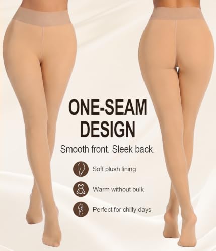 Image of MERYLURE Fleece Lined Tights Women Fake Translucent Warm Pantyhose | Thick Thermal Sheer Leggings for All Skin Tone