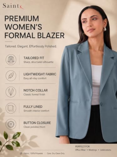 Image of SaintX Women's Premium Formal Blazer | Fully Lined | Regular Fit | 4-Way Stretchable Ultra-Light Fabric | Fashion-Forward | Office /Meetings (WB01)