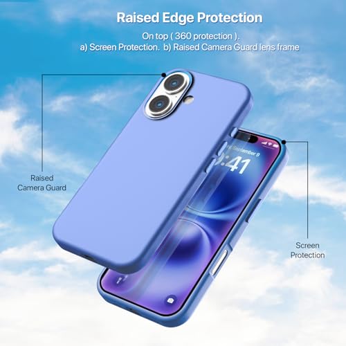 Image of GRIPP Rubon Case Compatible with Mag-Safe for iPhone 16 | 6ft Drop-Tested with D30 Technology, Soft Silicone, Anti-Slip Grip, Raised Metallic Camera Ring, Lightweight Back Cover - Blue