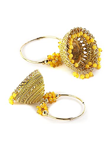 Yellow Stone Contemporary Jhumkas Earrings