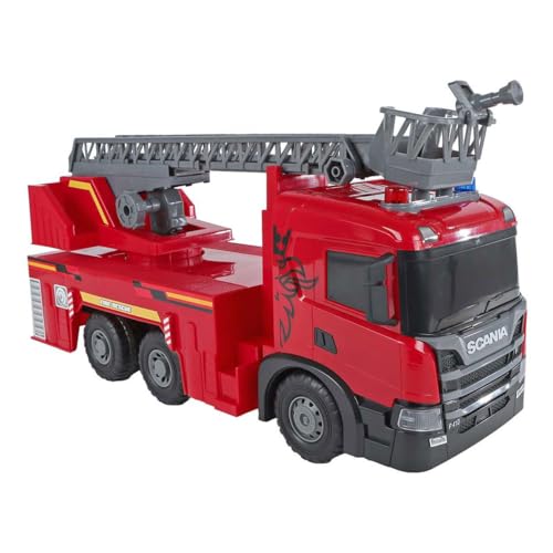 Kids Globe 2Play Scania 510423 Camion de Pompier (Rouge, avec lumière et Son, entraînement à Friction, échelle pivotante Extensible, 56 x 20 x 30 cm, pour Enfant, véhicule de Jeu, Camion de Pompiers
