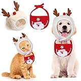 tarjetas de navidad con perros y gatos Paquete incluido y tamaño: sombrero de Navidad * 1 paño de saliva de Papá Noel * 1 S: adecuado para mascotas de 2 – 8 kg. L: adecuado para mascotas de 8 – 15 kg. Tanto el sombrero como el paño de saliva se pueden ajustar en la longitud, adecuado para perros y gatos pequeños y medianos (hasta 15 kg).