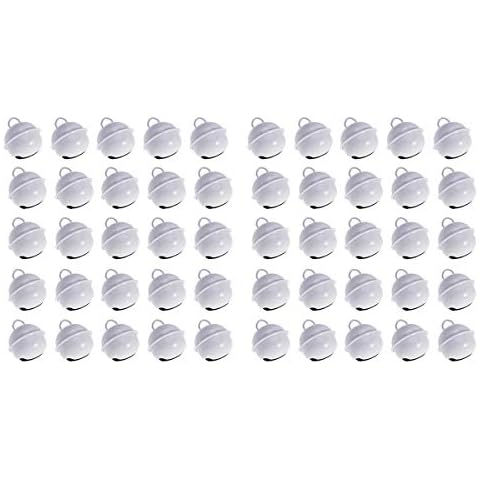 VORCOOL 50Pcs 22mm Jingle Bells Christmas Small Bell Christmas Decoration Colorful Bell Pendant for Festival Banquet Xmas Party (White) Cover