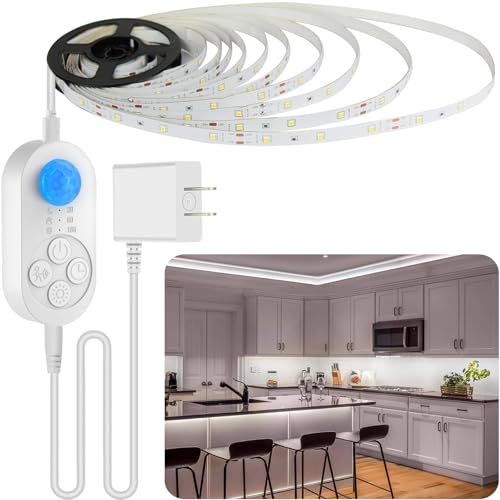 orgaror Motion Sensor Under Cabinet Light, Plug-in Under Cabinet Lighting with Dimmer, Delay Timer for Kitchen Cabinet, Pantry, Laundry, Bedroom, Stairway