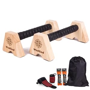 Premium Wooden Push Up Bars,Parallettes Bars for Calisthenics,Push Up Handles,Calisthenics Equipment for outdoor&home,Complete Push-Up Workout Kit,Solid rubber wood