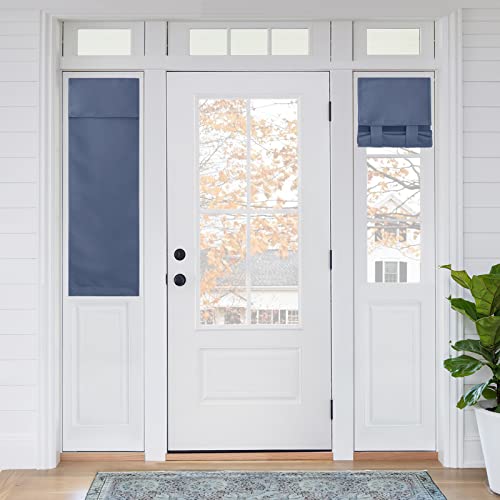 RYB HOME Room Darkening Door Window Curtains for Entry Side, Privacy Curtains Thermal Insulate Covering for Patio/Glass/Front Door, 12 inch x 40 inches, Stone Blue, 1 Panel