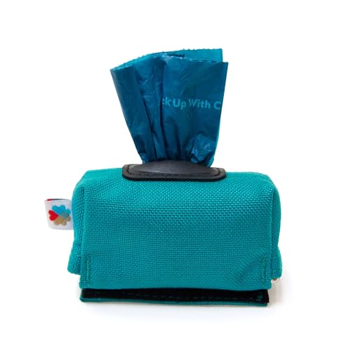Image of Dog Poop Bag Holder for Leashes, Cat Waste Bag Dispenser, 1000D Nylon, Attach to Cat Leash, Poop Bag Dispenser, Fits Standard Dog Poop Bags - Wildebeest (Turquoise)