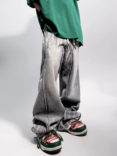 Men's Jeans Spring Summer American Retro Yellow Straight Denim Long Pants for Men4