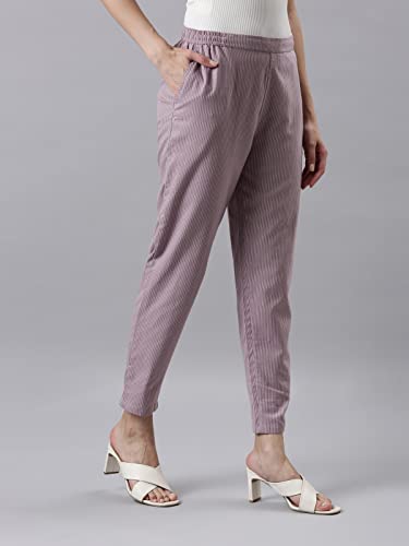 Image of GO COLORS Solid Soft Cotton Printed Pencil Pant for Women | Breathable, Side Pocket