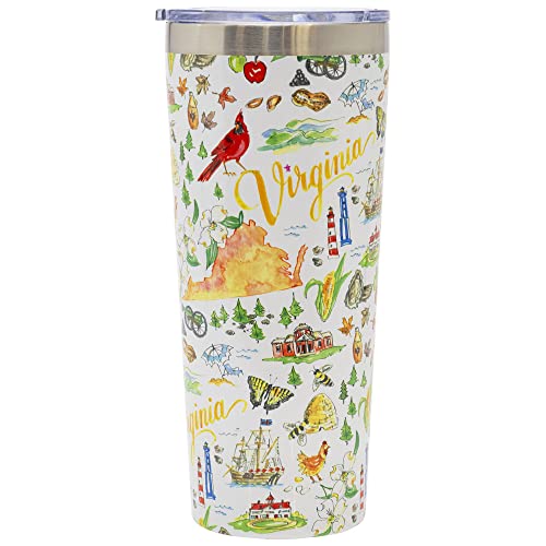 Boston International Rosanne Beck State Collection Stainless Steel Travel Tumbler with Lid, 22-Ounces, Virginia