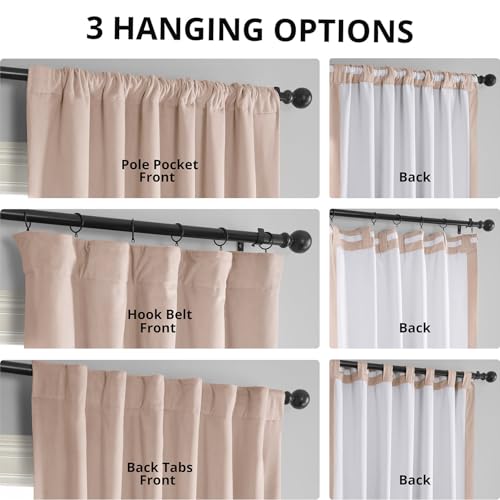 HPD Half Price Drapes Signature Velvet Thermal Blackout Curtains for Living Room 108 Inch Long (1 Panel) Rod Pocket Insulated Blackout Curtains for Bedroom Window Curtains, 50W x 108L, Rosey Dawn