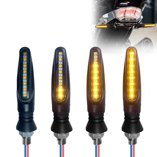 4 Pièces Clignotant Moto LED 12V Indicateurs de Virage Moto Flowing Clignotants Mode Étanches Résistant flexible Signalisation Compatible avec Scooter Quad...