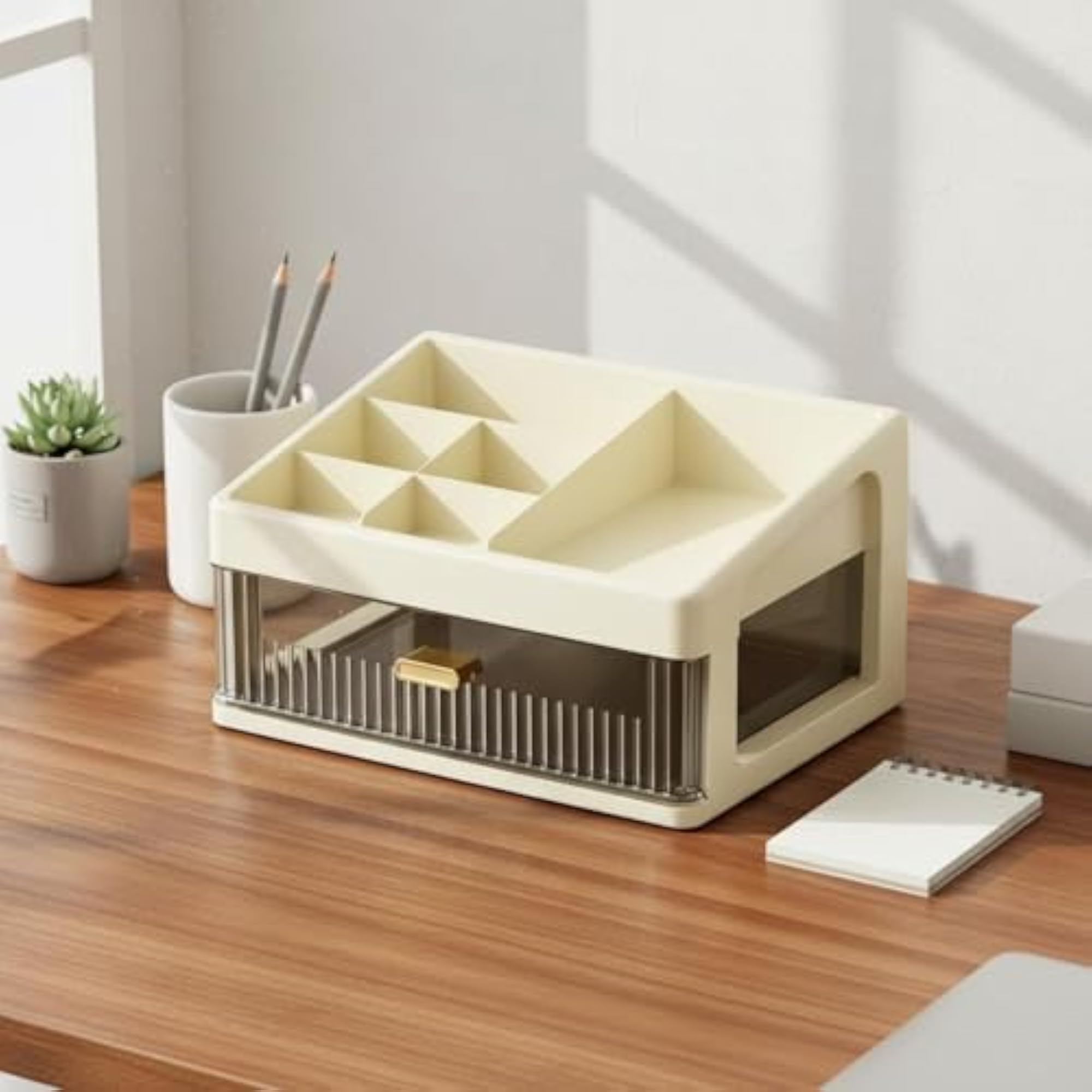 Dustproof Makeup Organizer with Drawers, Stackable Design