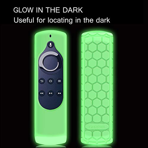 Fintie Silicone Case For 2Nd Gen Fire Tv Stick With 1St Gen Alexa Voice Remote, Compatible With Echo/Echo Dot Alexa Voice Remote - Honey Comb Series [Anti Slip] Shockproof Cover, Green-Glow #TOP5