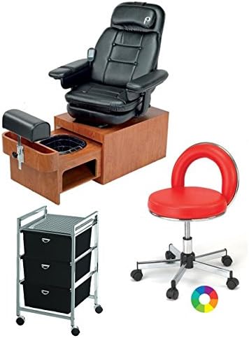 Pibbs Footsie Pedicure Spa Package: (1) Portable No Plumbing Footsie Pedicure Spa Chair Model PS93, (1) 549 JoJo Sr. Pedicure Stool, (1) D23 Pedicure Metal Roller Cart, PIB-PS93PKG