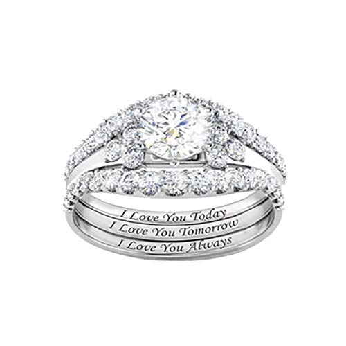 Sterling Silver Round Zirconia Bridal Ring Fashion Trend Diamond Ring Set Zircon Ring Engagement Ring
