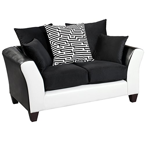 Flash Furniture Riverstone Implosion Black Velvet Loveseat with Black & White Frame