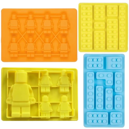 XUELIYUN Lot de 4 moules en silicone pour chocolats, briques de construction, glaçons, bonbons et gâteaux - Couleurs aléatoires