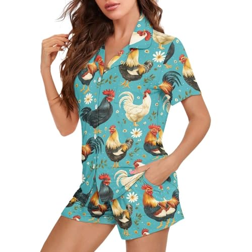 Image of Women's Short Sleeve Sleepwear Pajamas Nightwear with Pockets | skin-friendly breathable material resists pilling fading and deformation after repeated washing